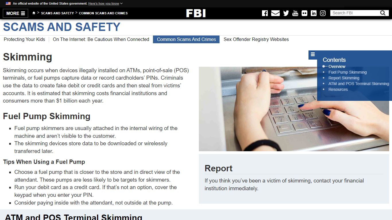 Skimming — FBI - Federal Bureau of Investigation