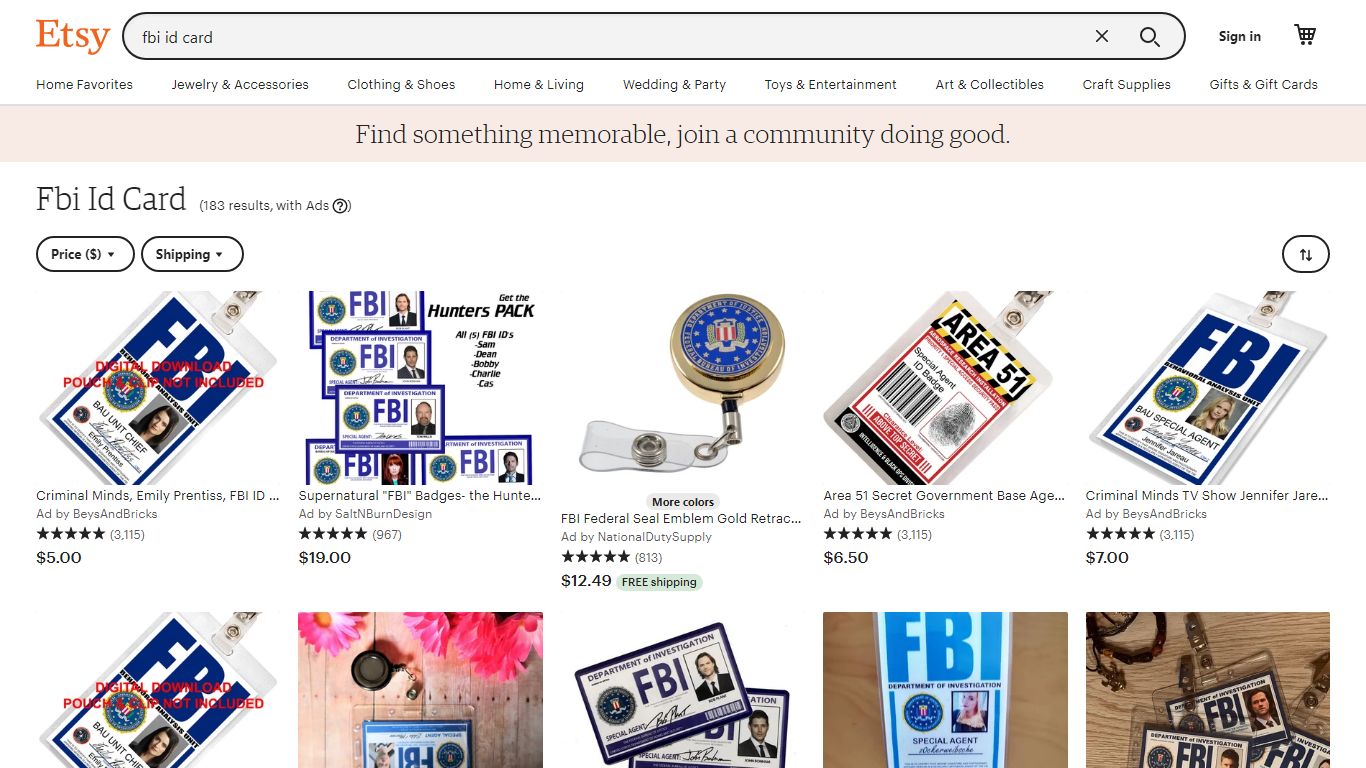 Fbi Id Card - Etsy